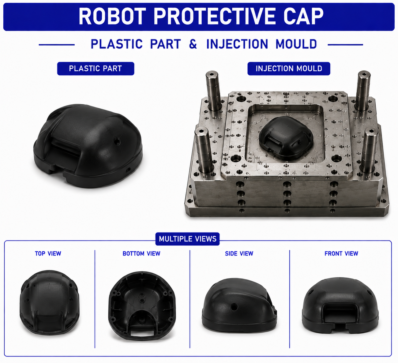 Robot Plastic Protective Cap Mould and Moulding Services
